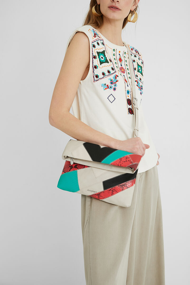 Bolso de mano patchwork piel sintética | Desigual