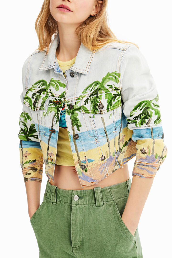 Short tropical denim jacket | Desigual