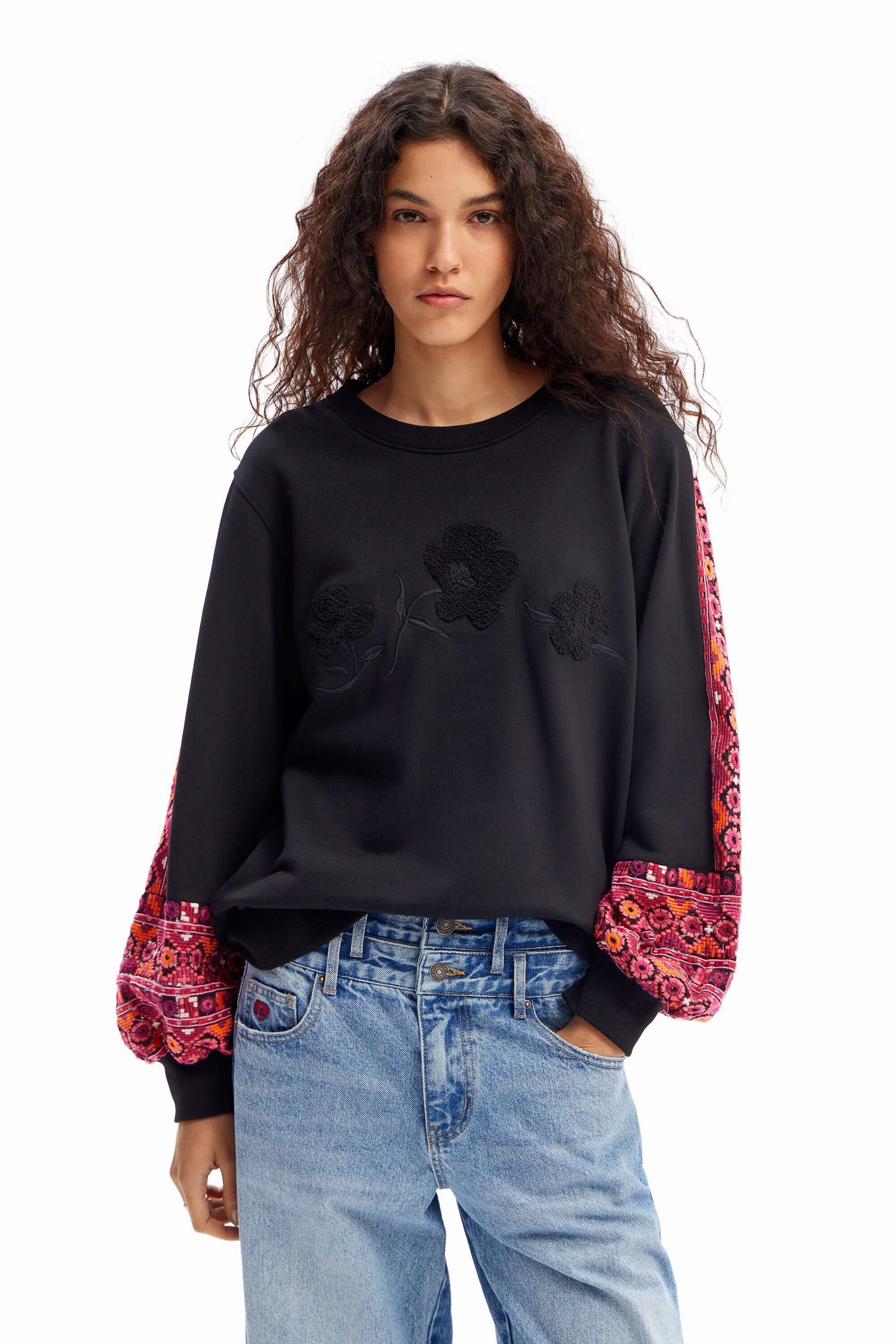 Desigual Embroidered balloon sleeve sweatshirt