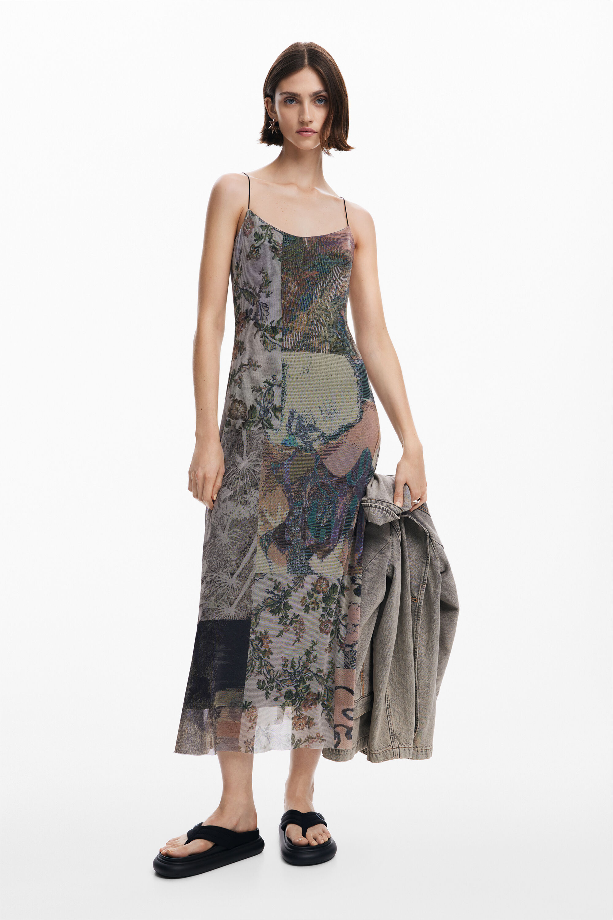 Desigual Women s Printed Tulle Dress Brown