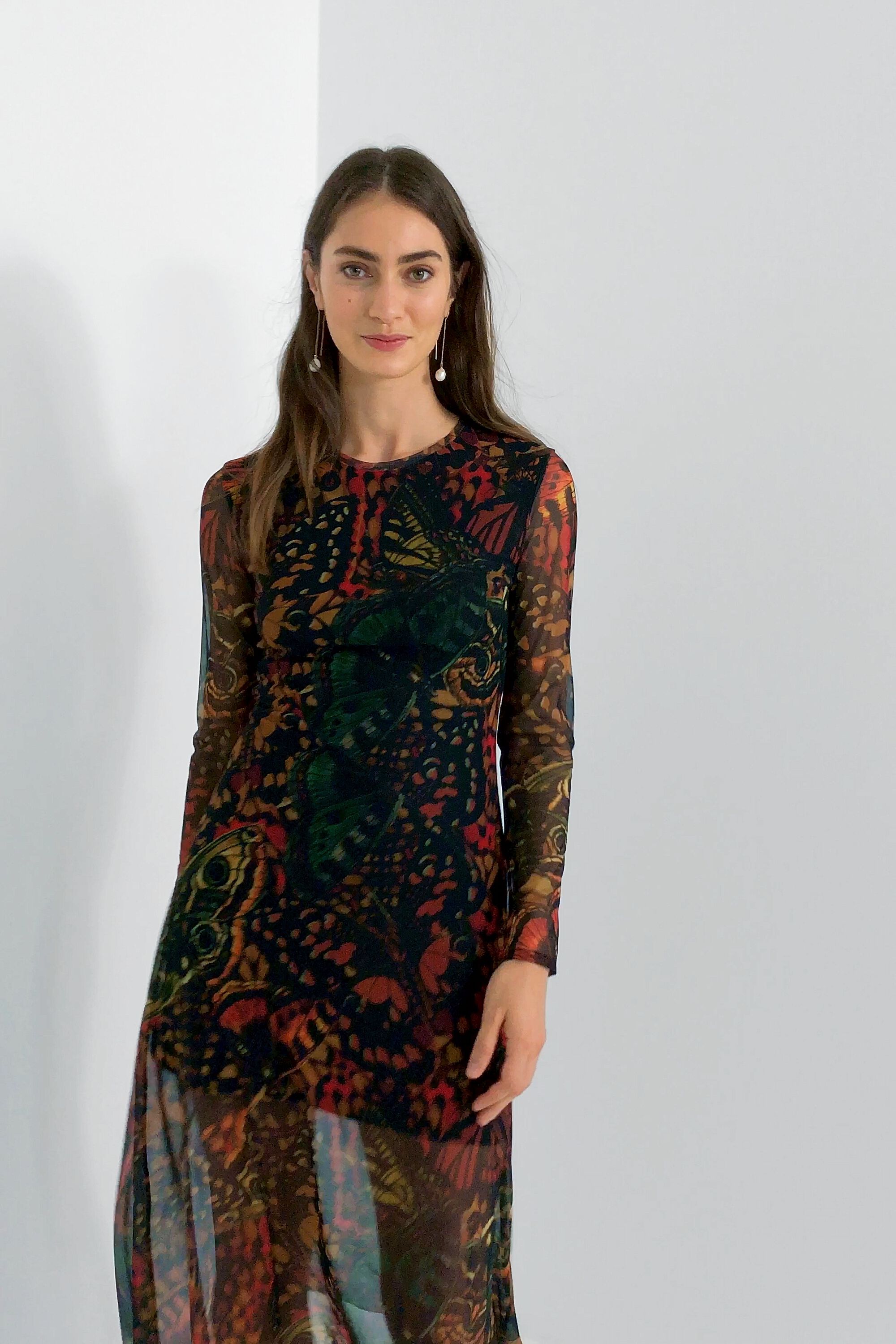 Slim midi dress butterflies