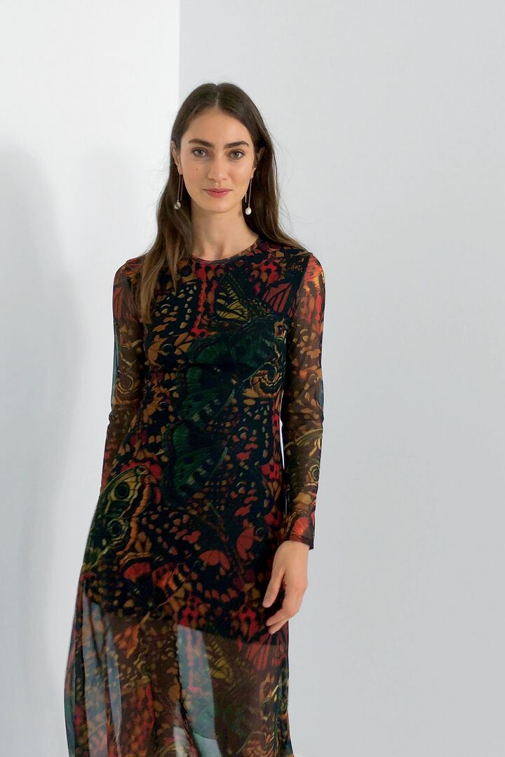 Vestido slim midi mariposas | Desigual