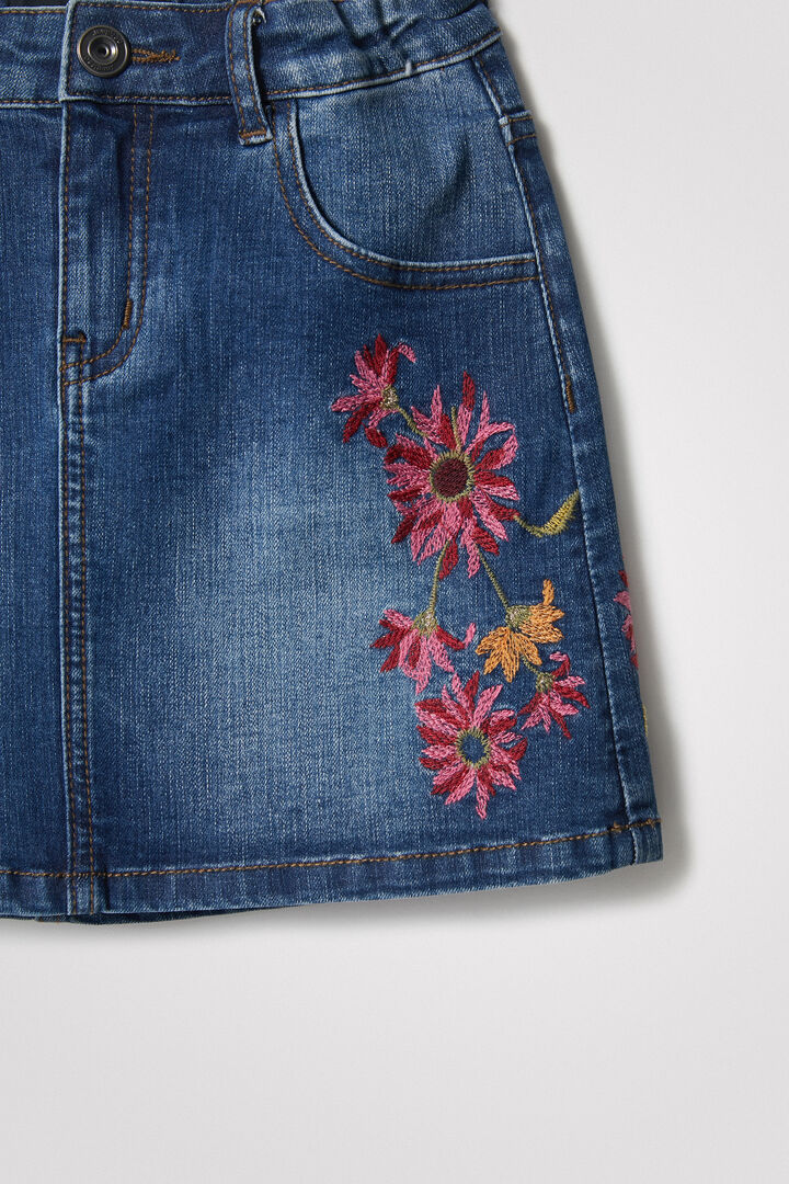 Short denim skirt flowers | Desigual