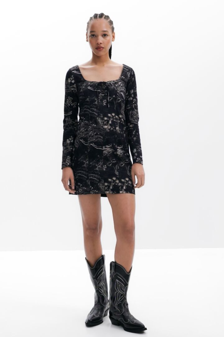 Vestido corto escote cuadrado | Desigual