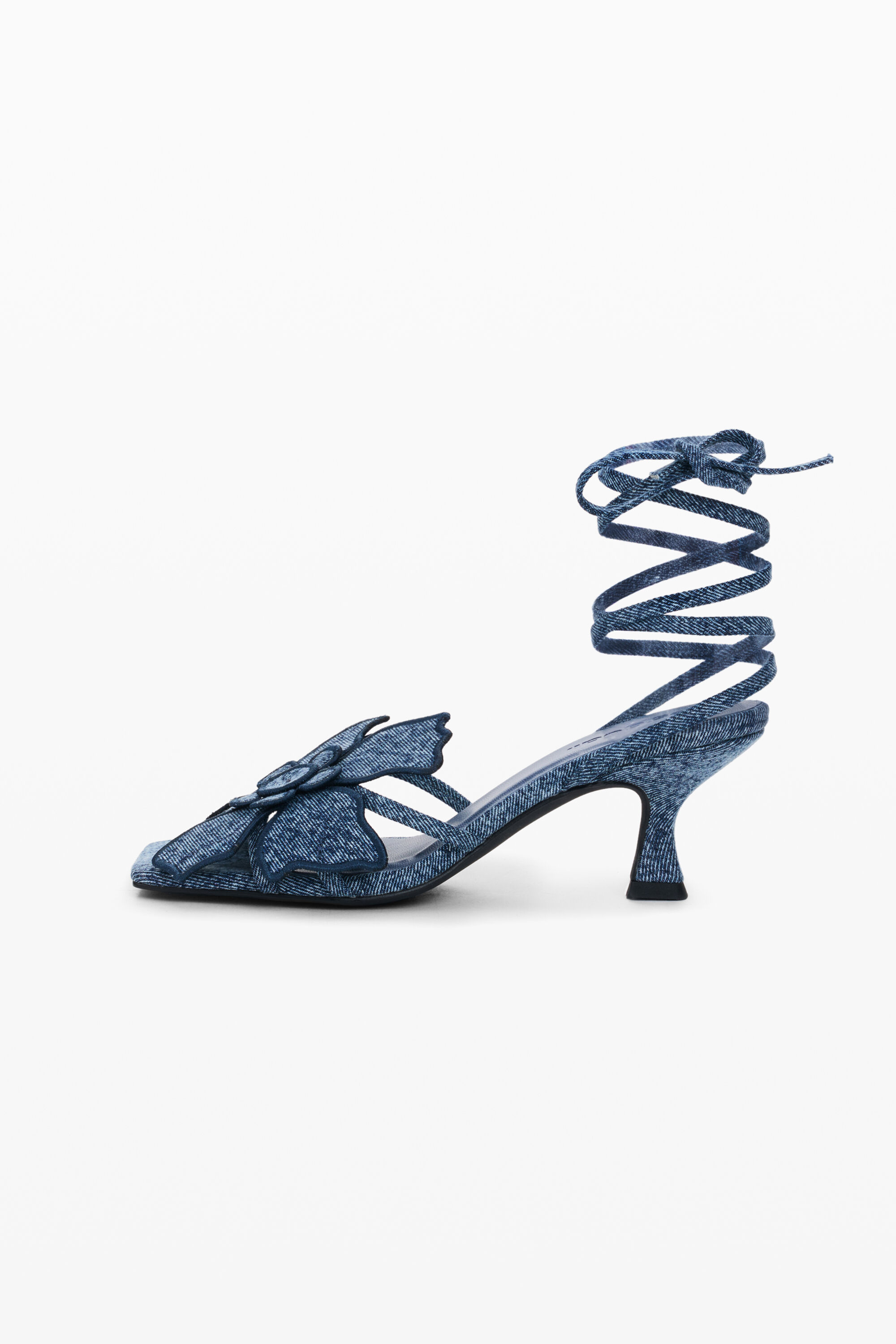 Desigual, Sandalia apliques flor, Mujer, Algodon, Azul