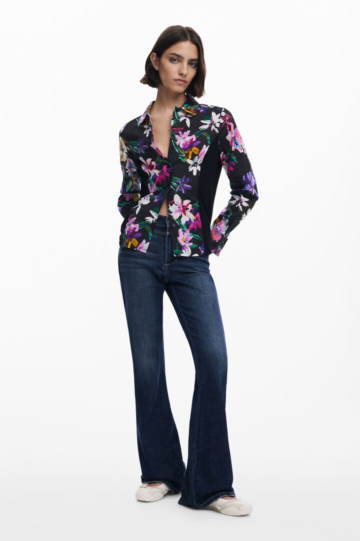 Camisa flores silueta combinada | Desigual
