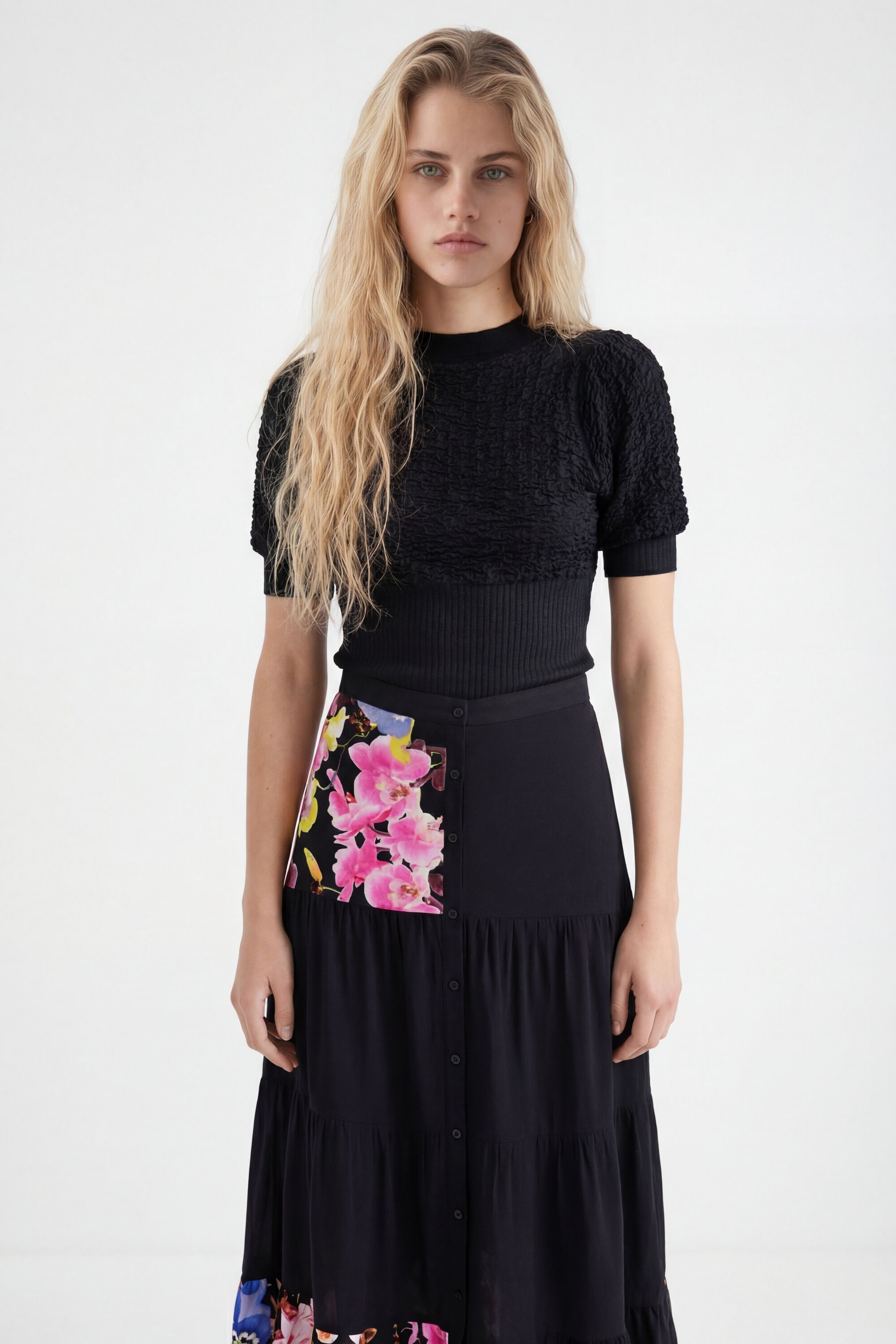 Desigual, Schwarzer, langer Rock M. Christian Lacroix, Viskose, Schwarz, M