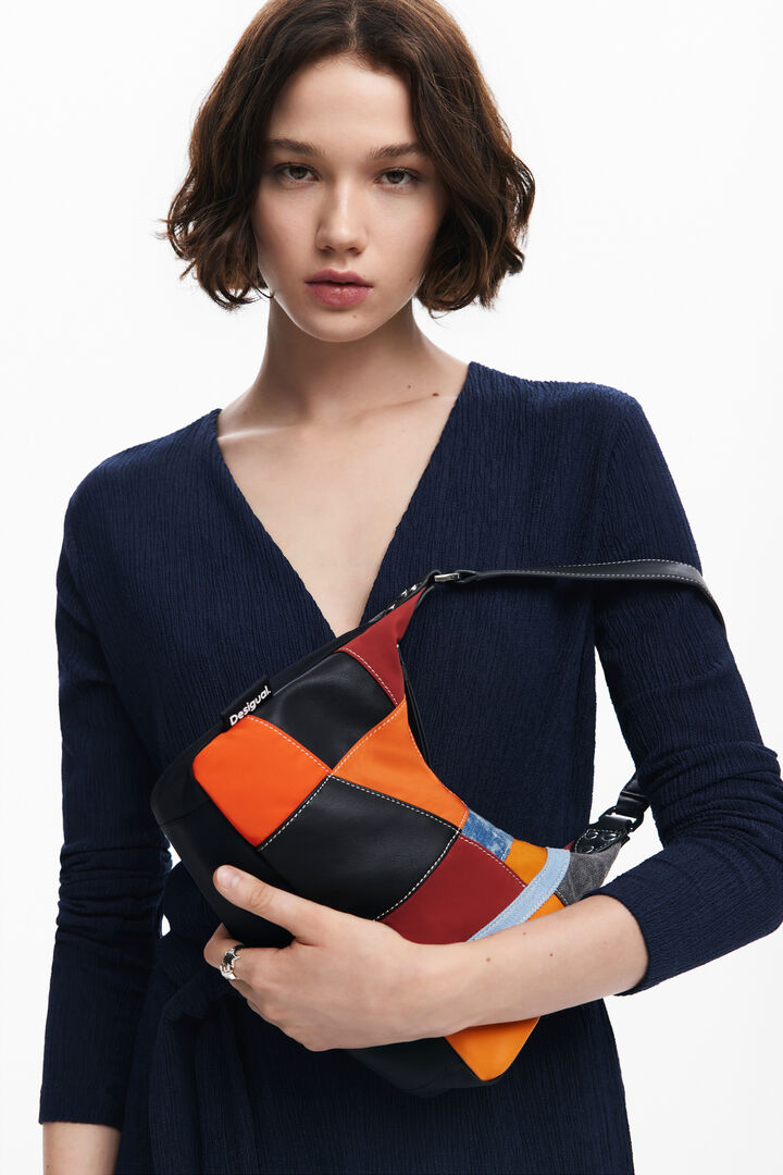 Shoulder bag with patch textures | Desigual