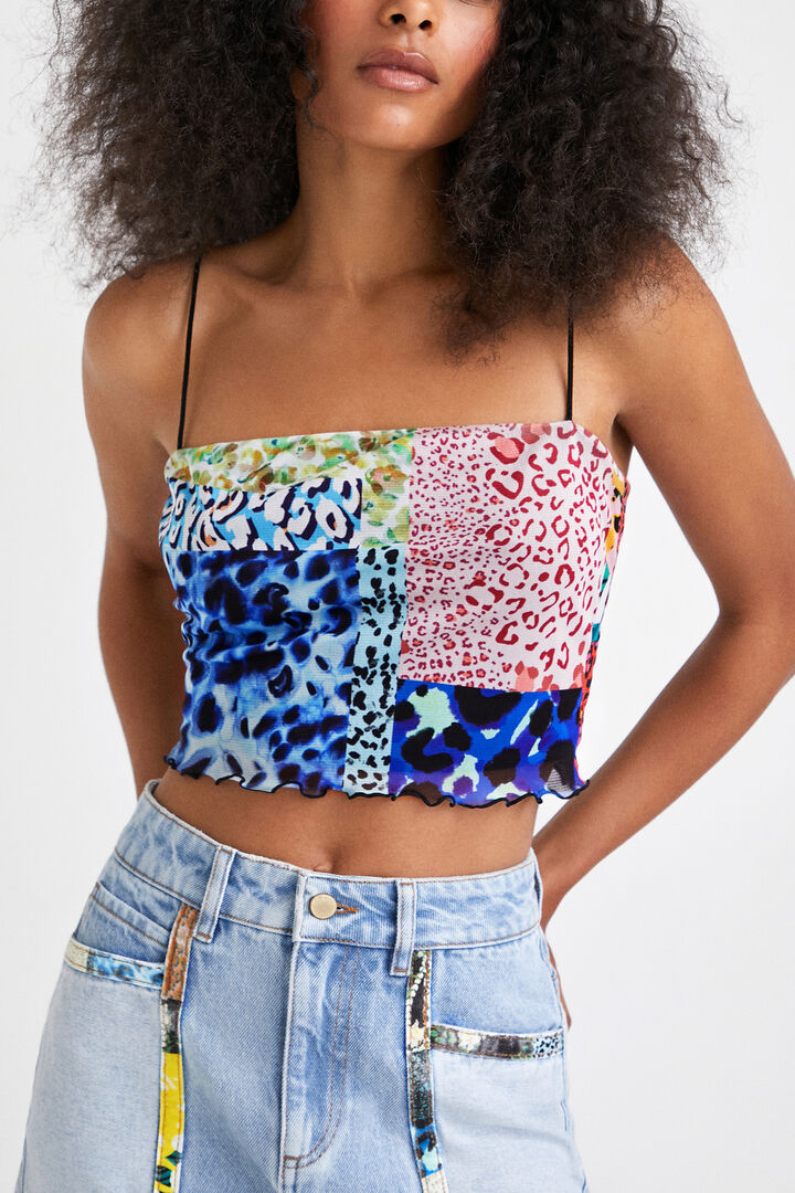 Krótki top z patchworkiem | Desigual