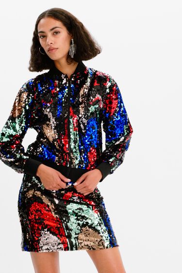 Paisley Stripe Tan Bomber Jacket By Desigual main image 0