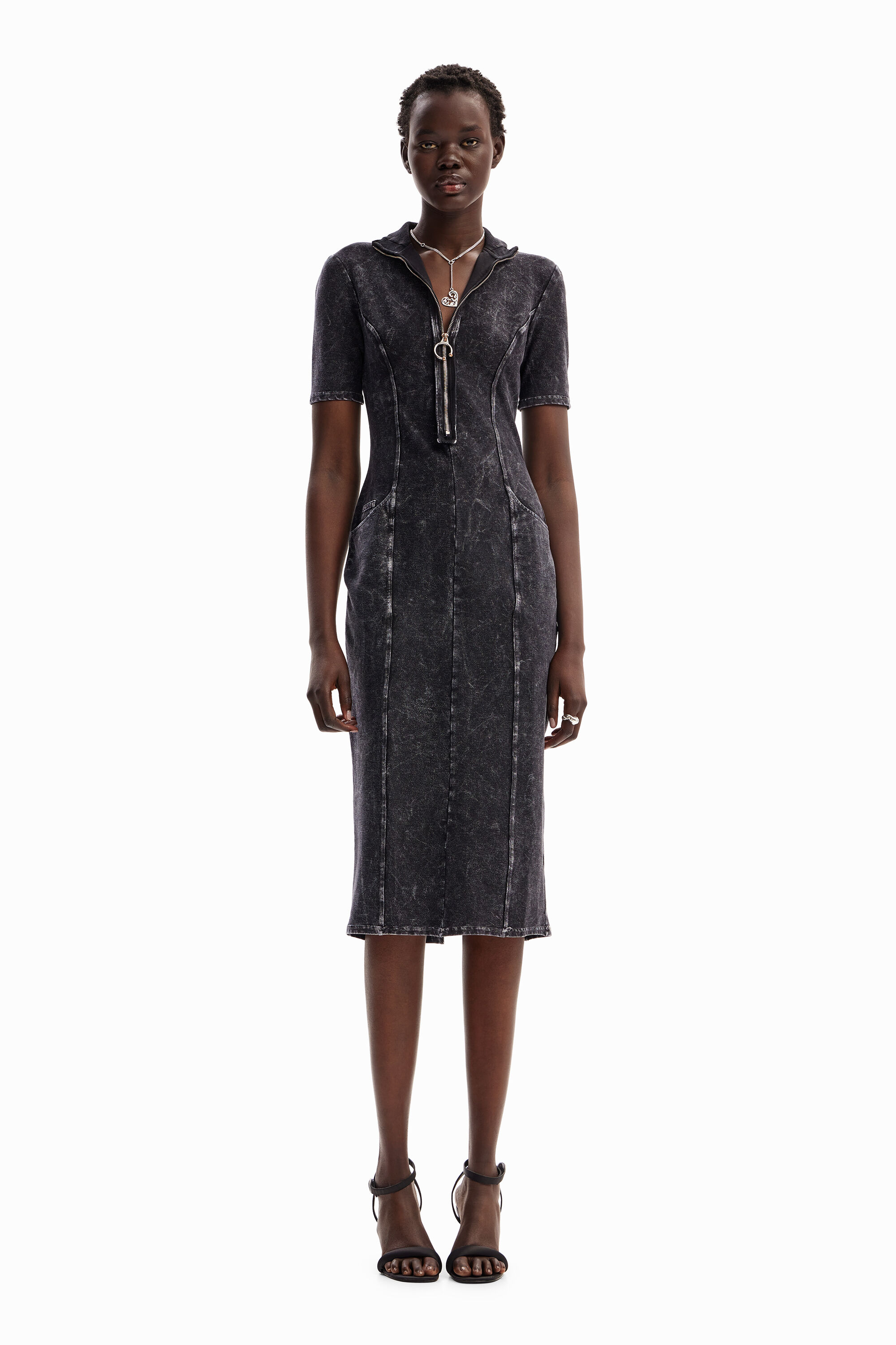 Another Girl Lori Denim Midi Dress | Urban Outfitters