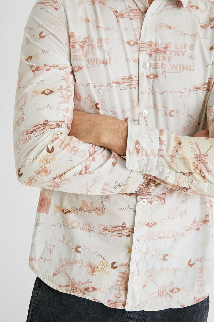 Printed cotton poplin shirt | Desigual