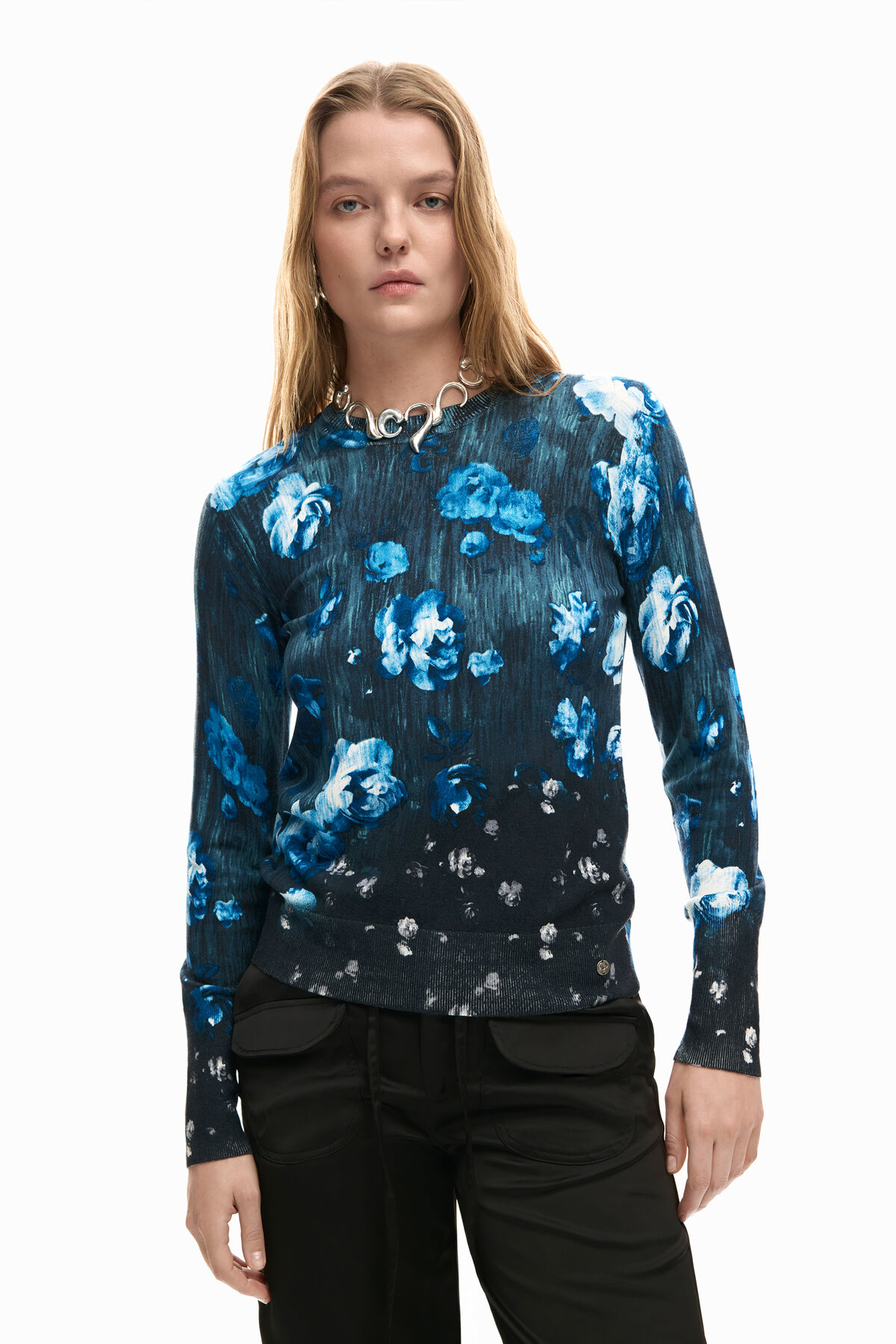 花柄の薄手セーター 黒 女性用 I Desigual.com