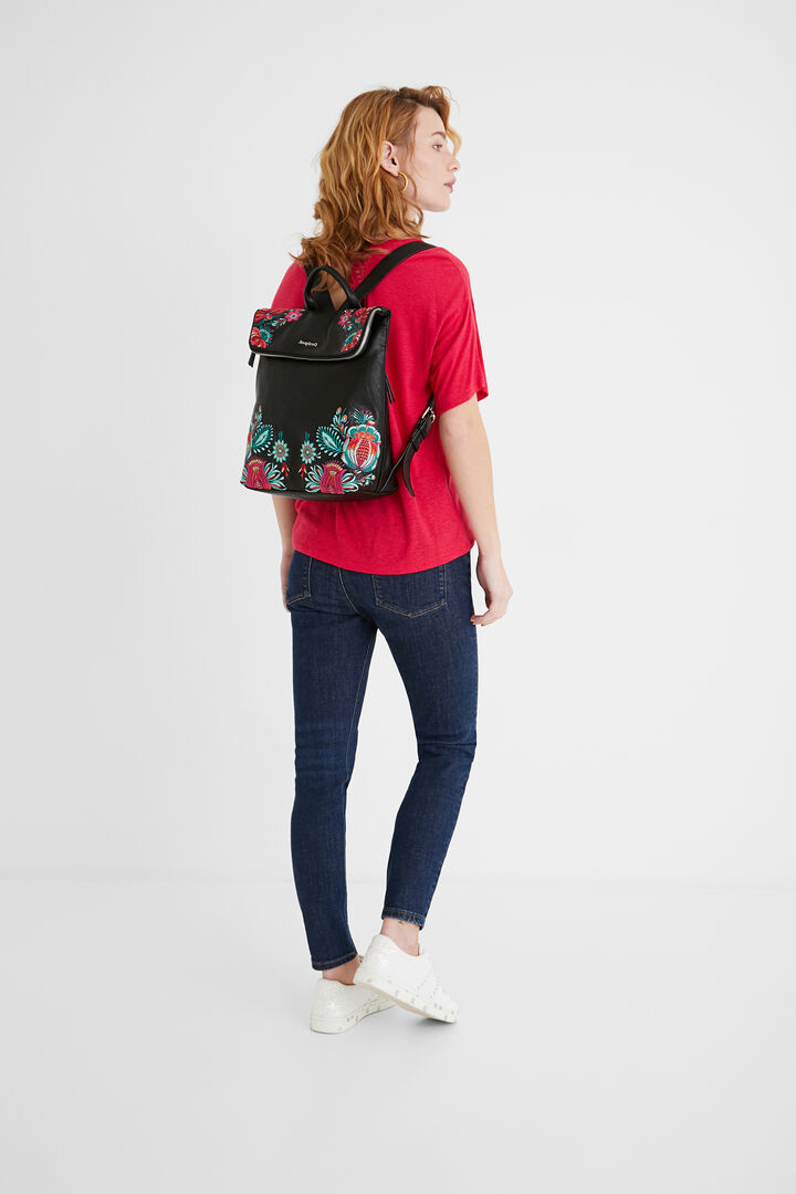 Quadratischer Rucksack Blumen | Desigual