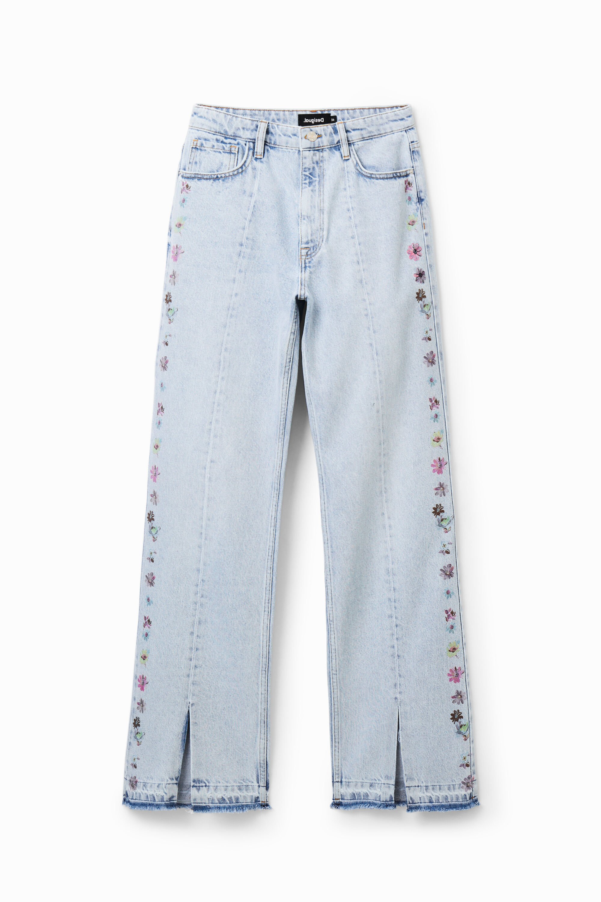 Jeans Wide Leg Blumen