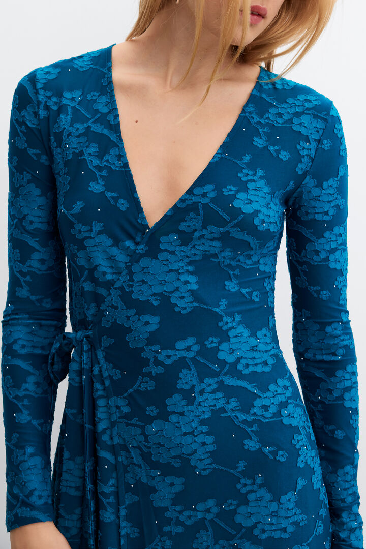 robe portefeuille &agrave; col en V