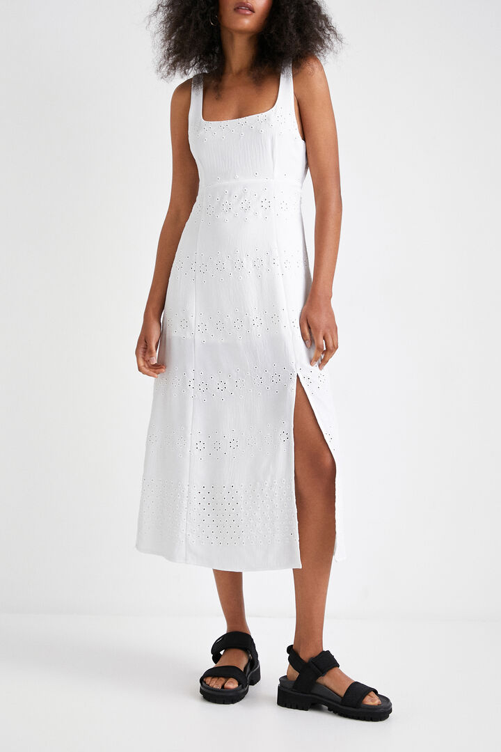 Vestido largo bordado inglés | Desigual