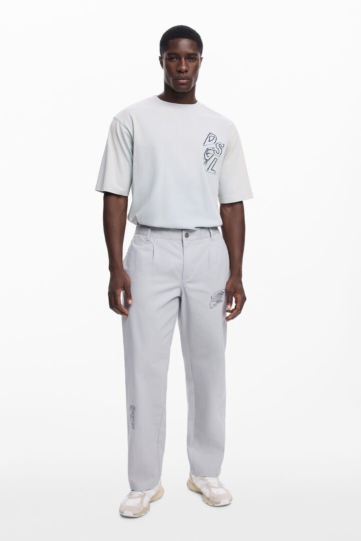 Tailored long trousers with embroidery