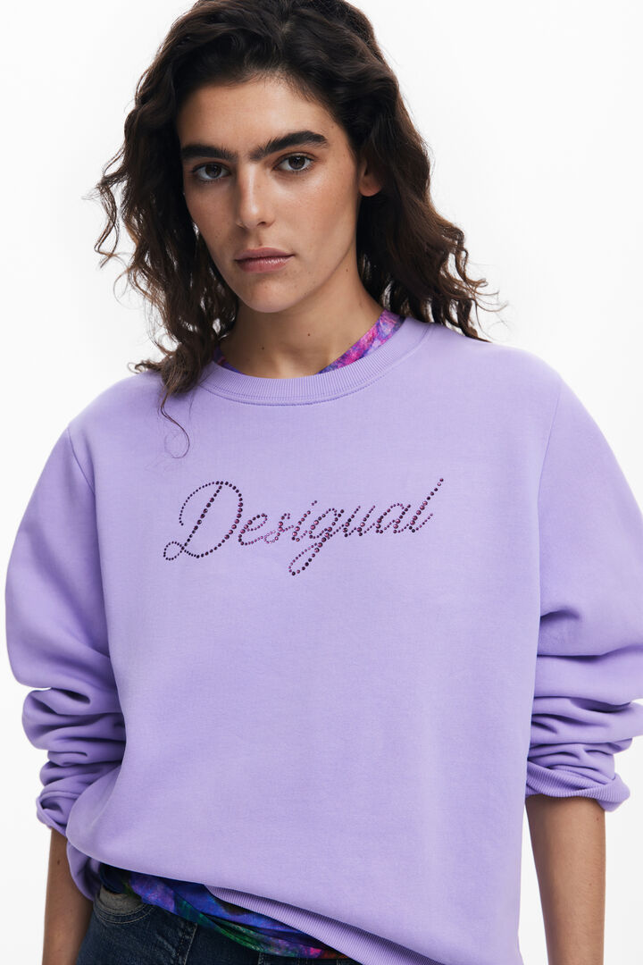 Sweatshirt with logo and rhinestones | Desigual
