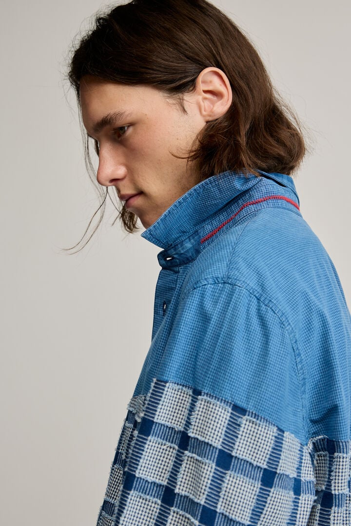 Patch Check Patch checks shirt blue for men I Desigual.com