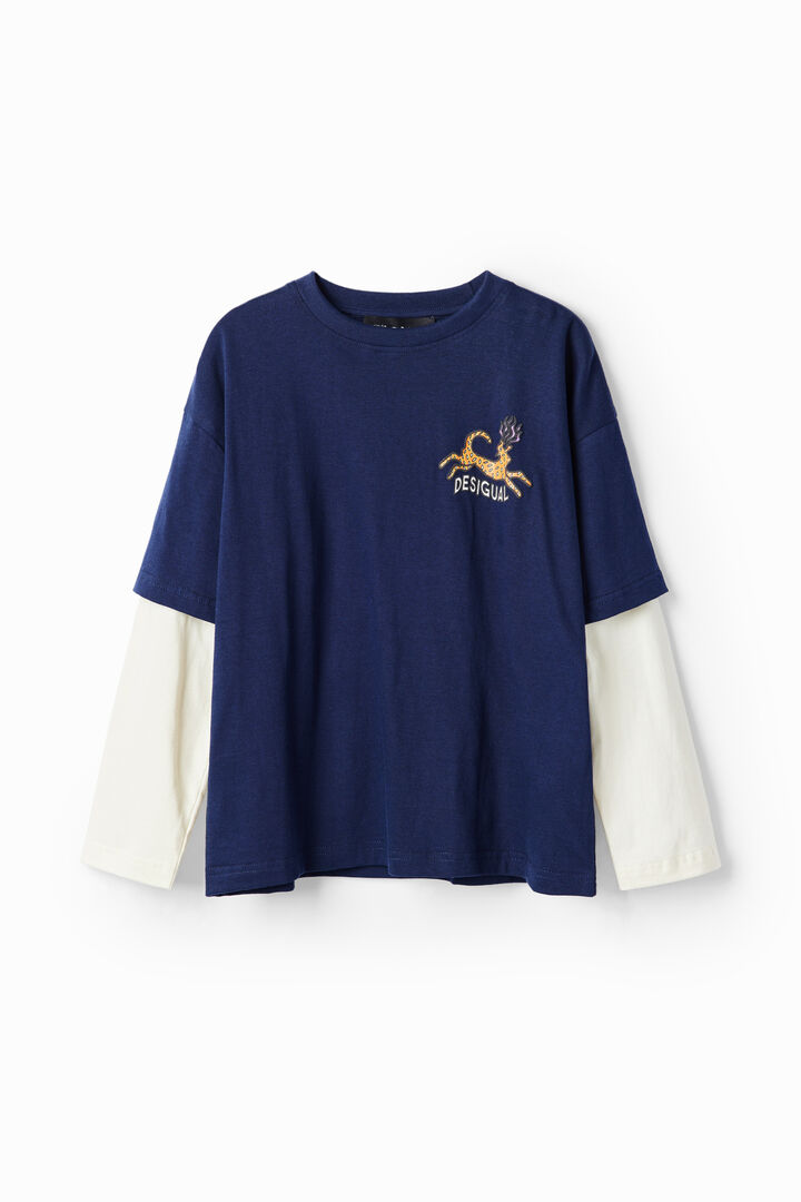 Cat double-sleeve T-shirt