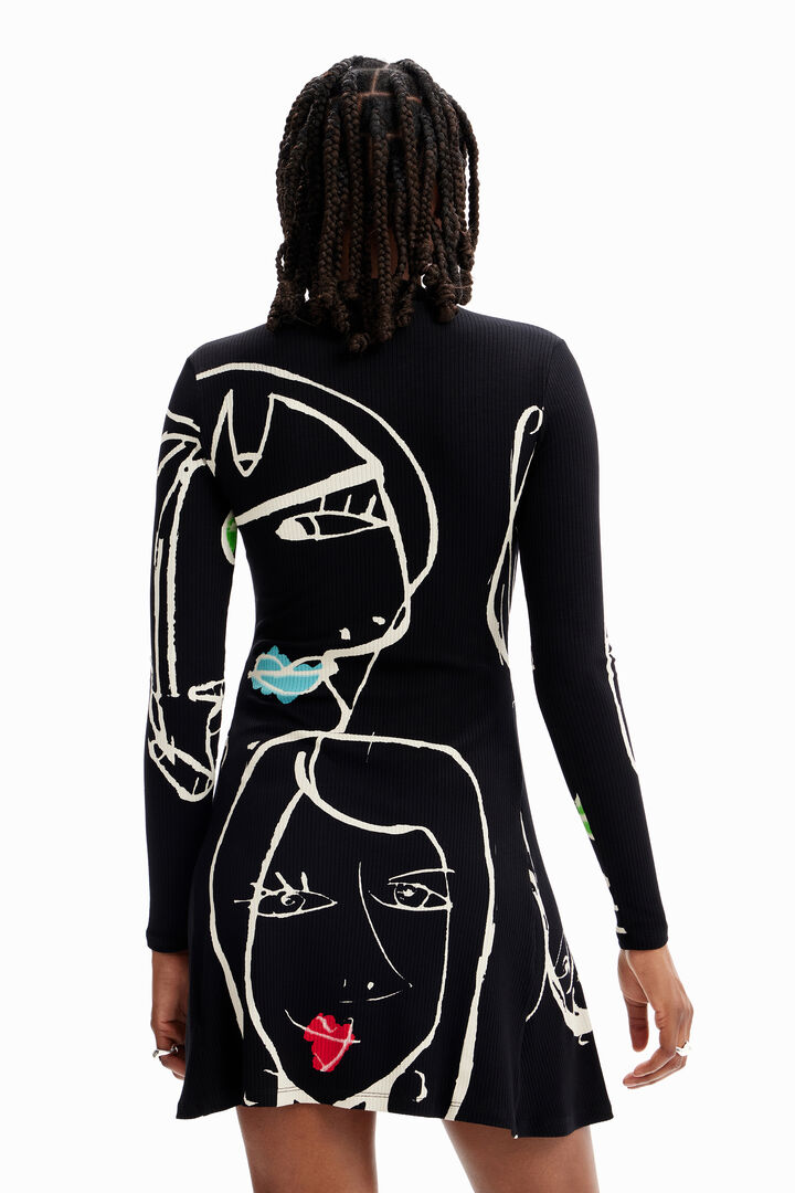 Robe courte patineuse visages | Desigual