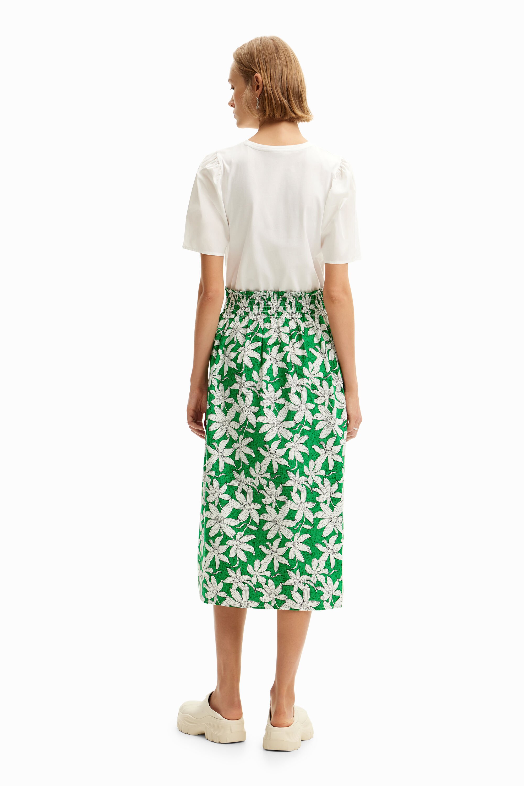 Shop Desigual Combination Floral Midi Dress In White