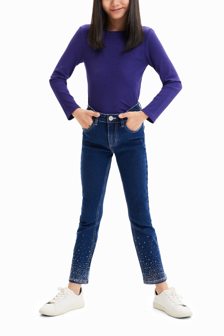 Ribbed rhinestone T-shirt | Desigual