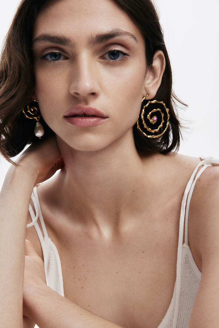 Irregular spiral earrings gold-plated Zalio | Desigual