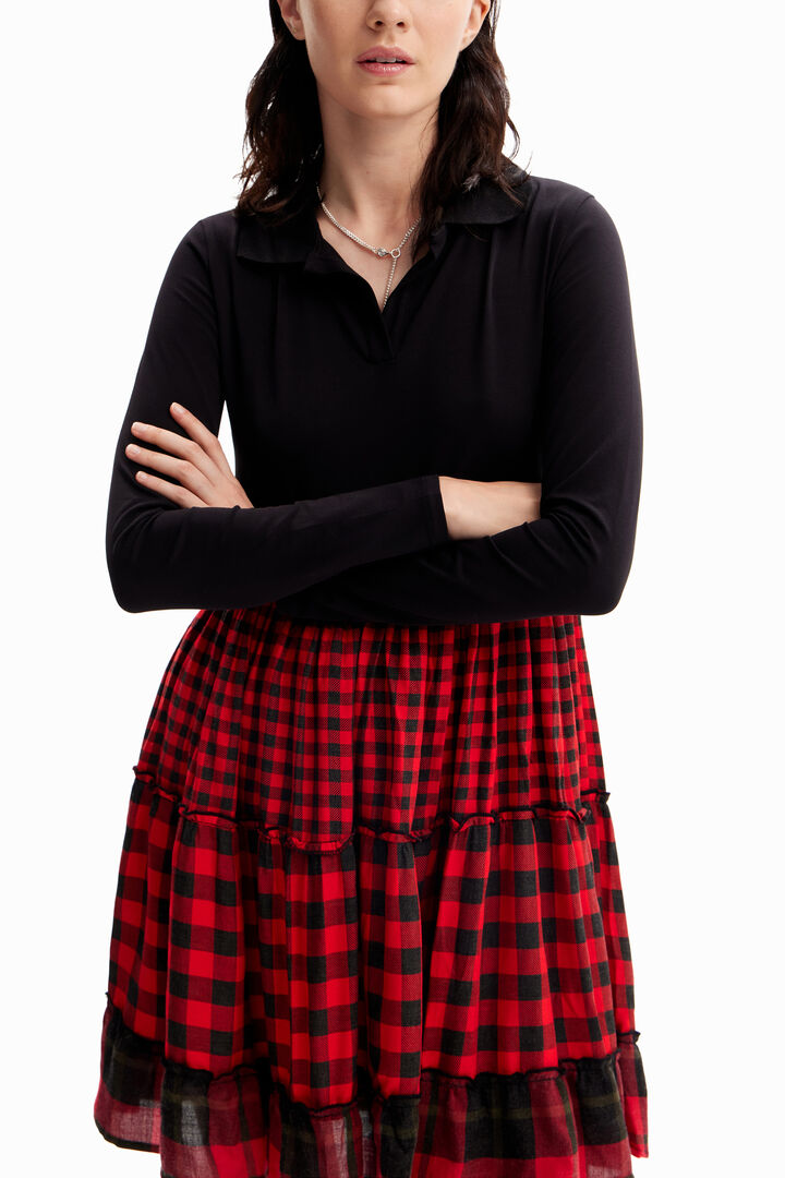 Short combination plaid dress | Desigual