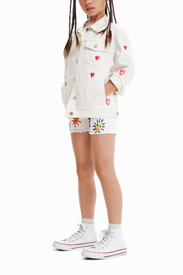 Chaqueta vaquera oversize corazones | Desigual