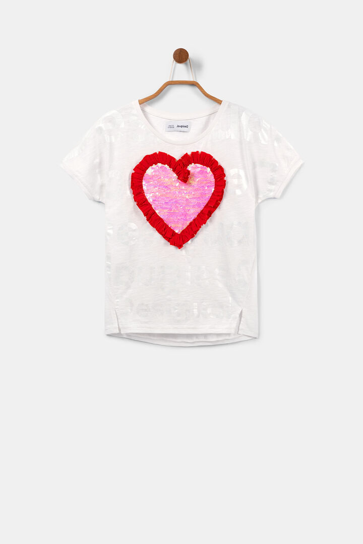 Camiseta corazón lentejuelas | Desigual