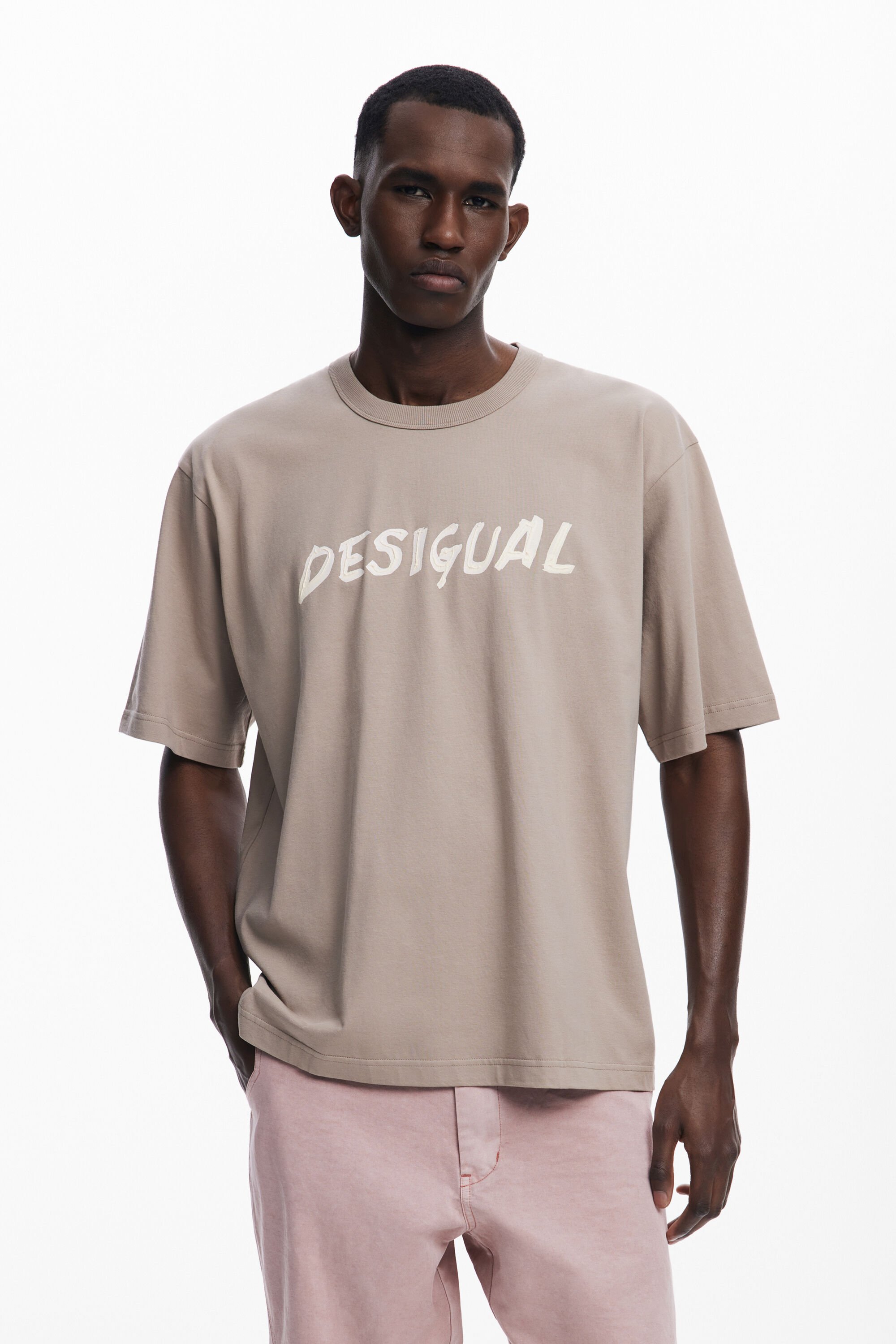 Kurzarm-T-Shirt mit Logo-Textur