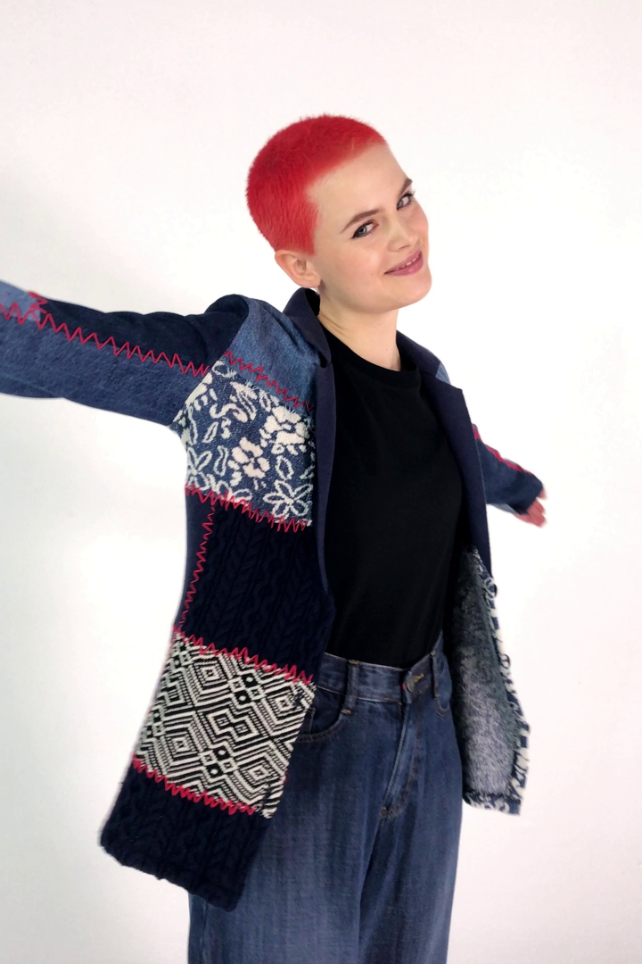 Slim denim patchwork blazer | Desigual