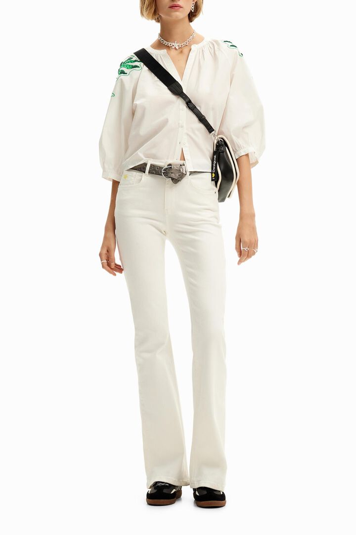 V-neck embroidered blouse | Desigual