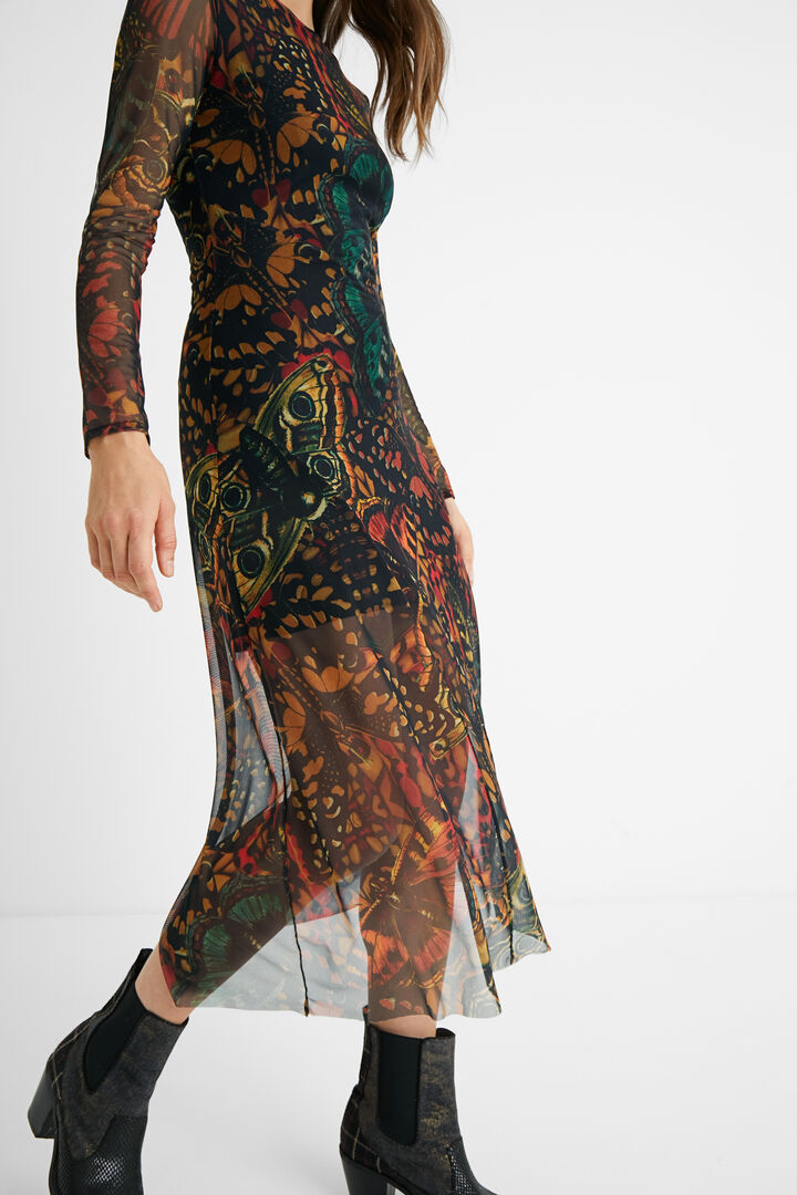 Vestido slim midi mariposas | Desigual
