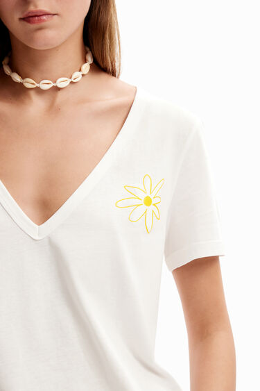 V-neck flower T-shirt | Desigual