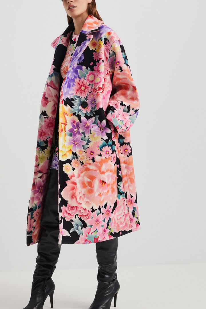 Oversize floral coat | Desigual