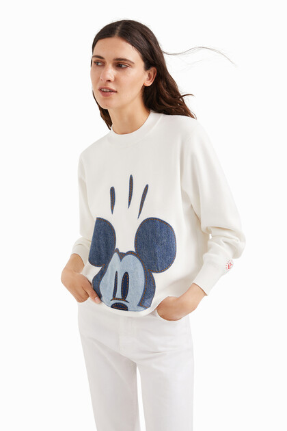 Patchworkowy sweter z motywem Myszki Miki