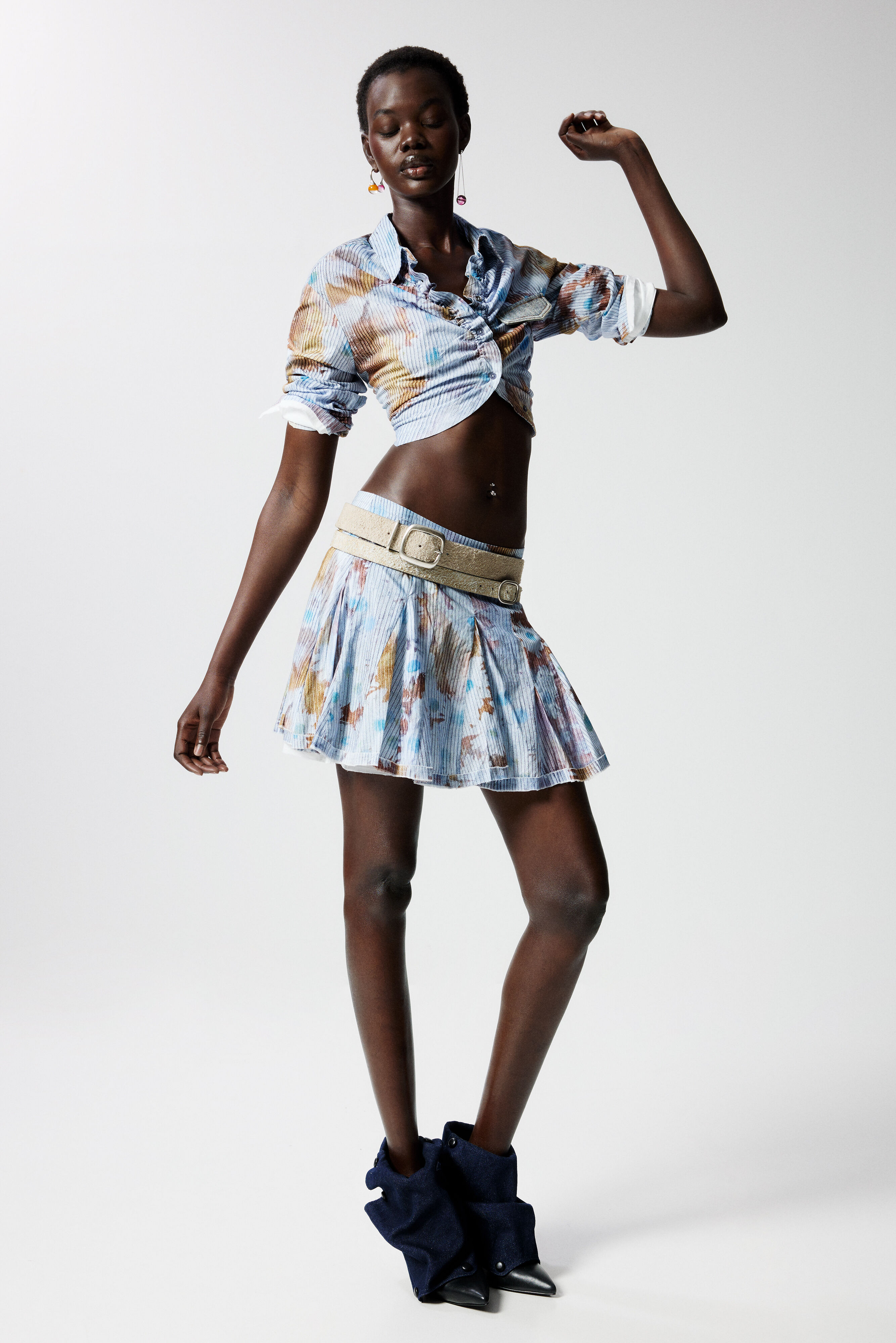 Plissé bloemen minirok