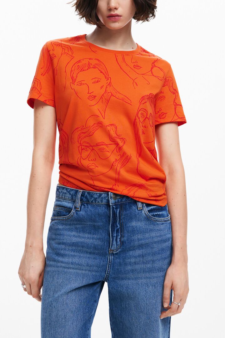 Short-sleeved T-shirt with faces | Desigual