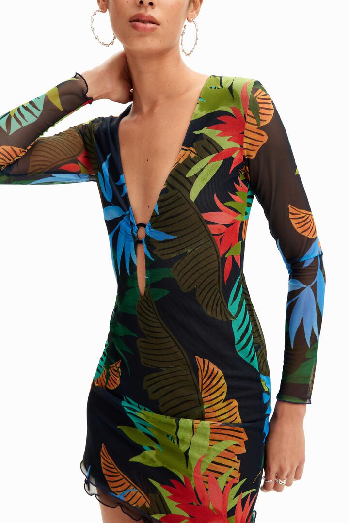 Tropical tulle mini dress | Desigual