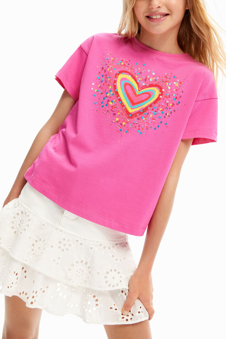 Maglietta cuore  paillettes | Desigual