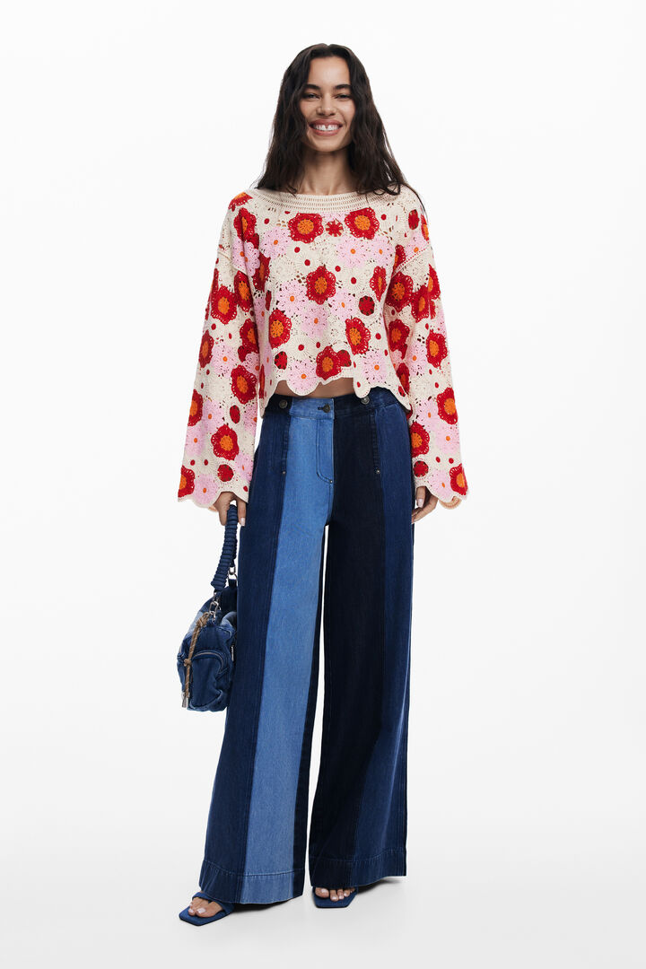 Top de ganxet multicolor | Desigual