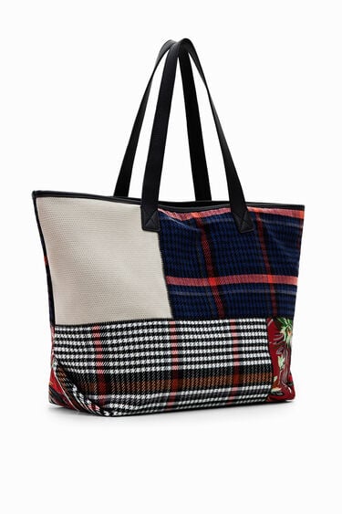 Tartan patchwork shopper bag | Desigual