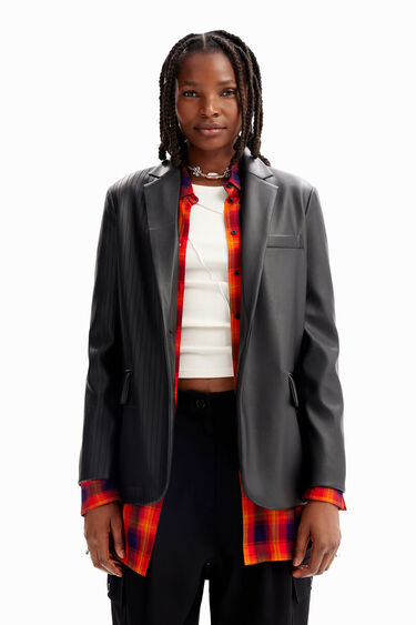 Leather-effect blazer | Desigual