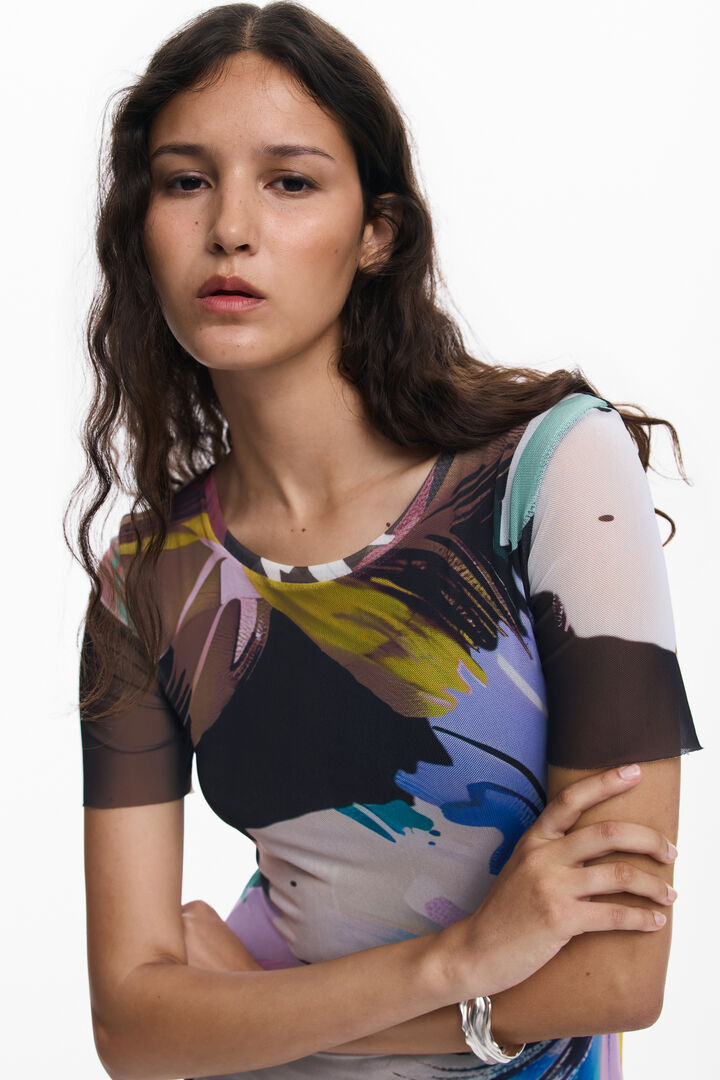 Figurbetontes Kleid mit Aquarellblumen | Desigual