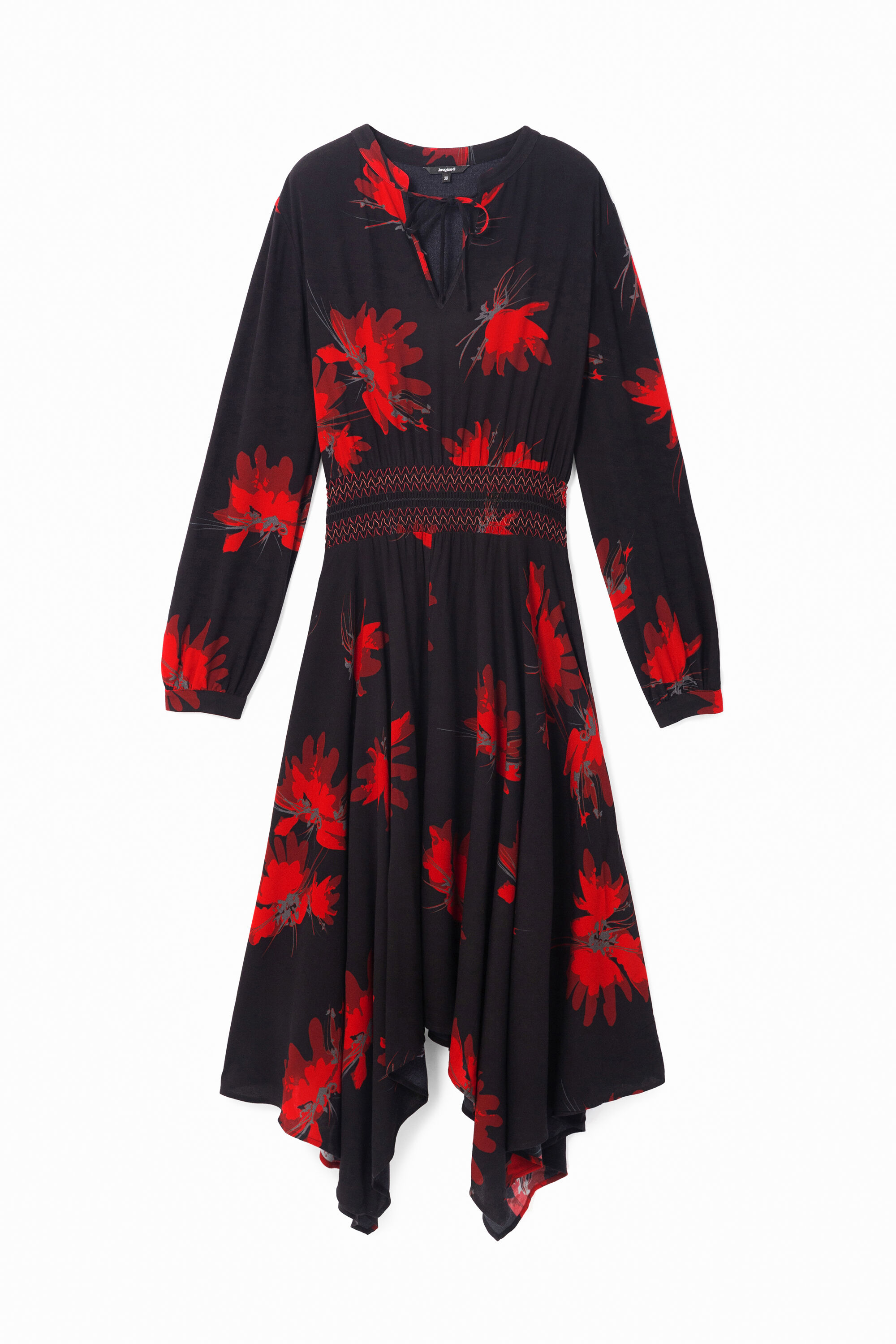 Desigual Long Sleeve Flared Dress In Red