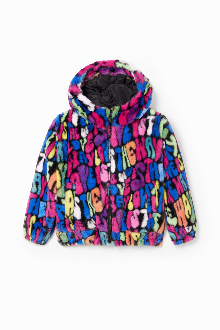 Multicolour fur-effect jacket