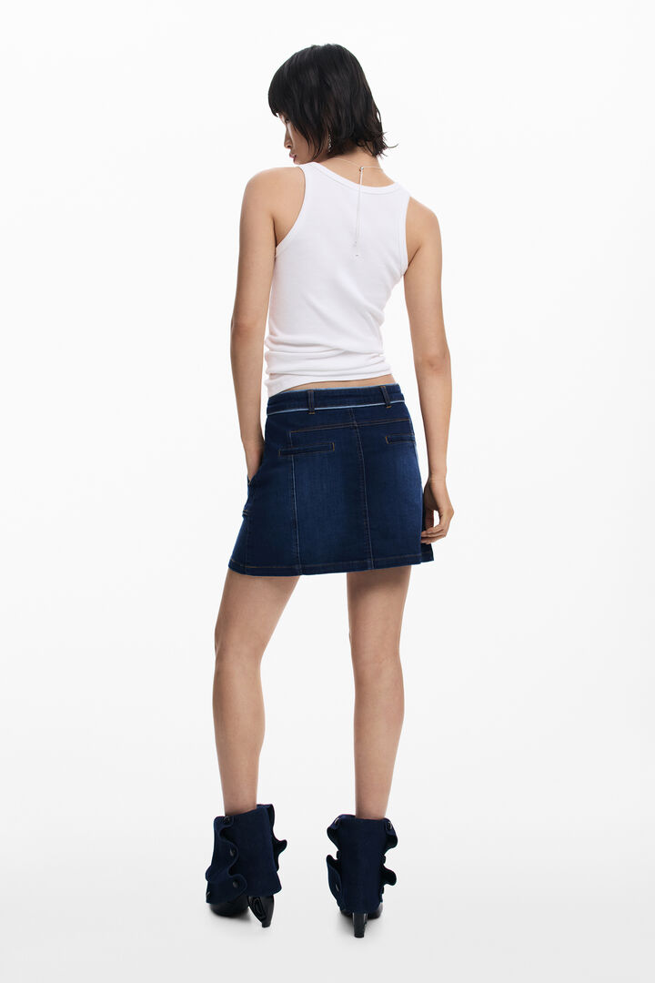 Short denim skirt with belt | Desigual